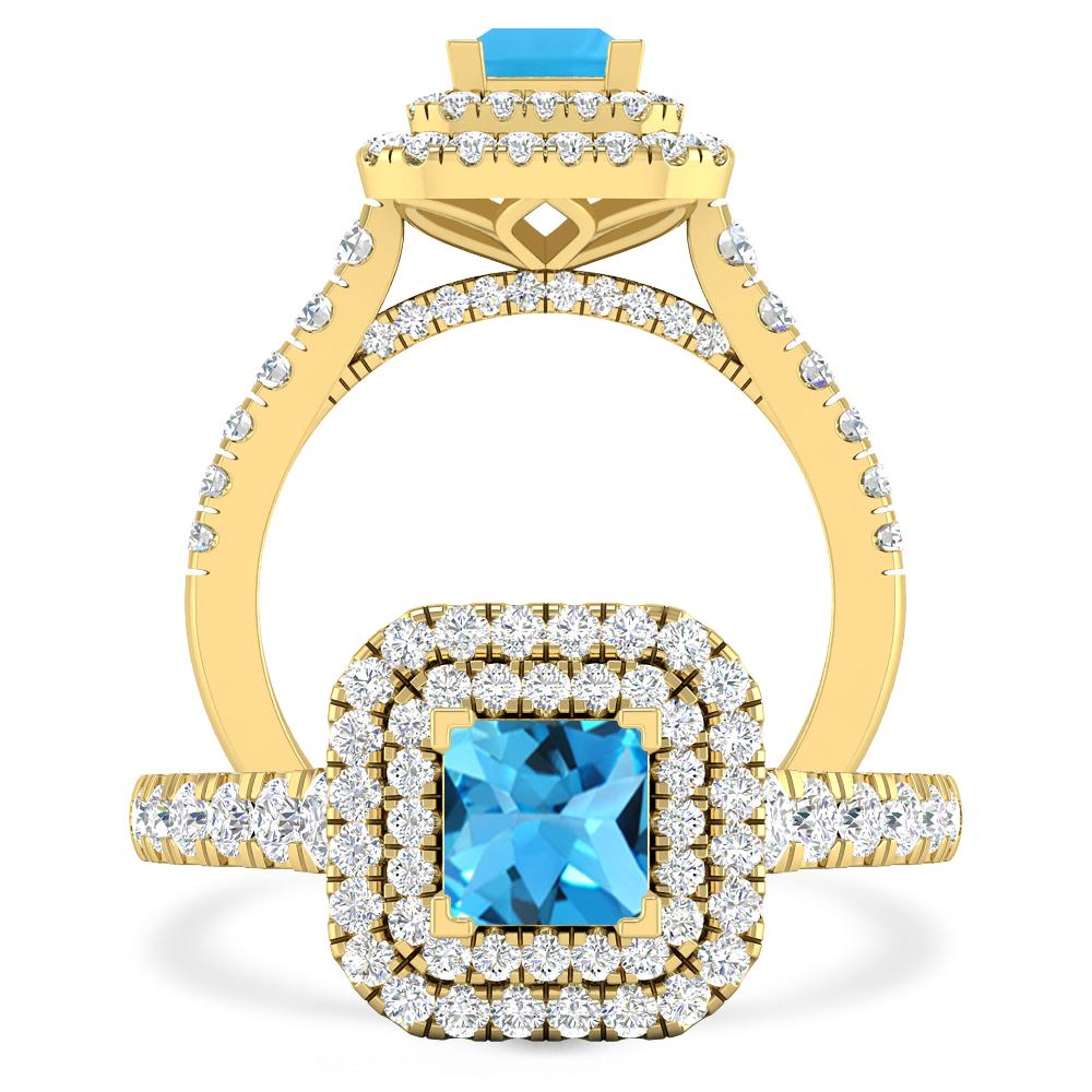Yellow Gold - Blue Topaz