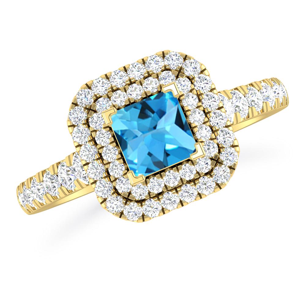 Yellow Gold - Blue Topaz