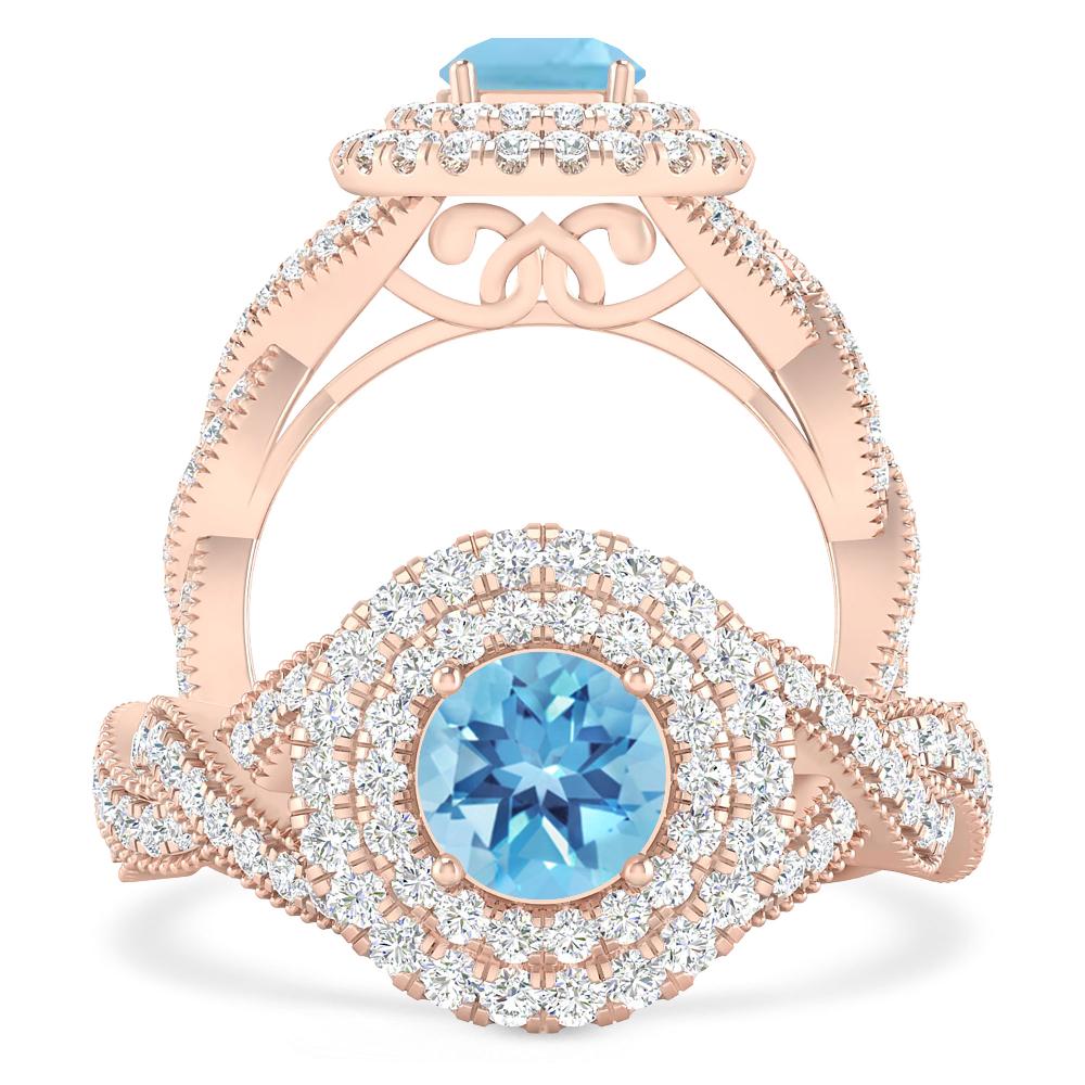 Rose Gold - Blue Topaz