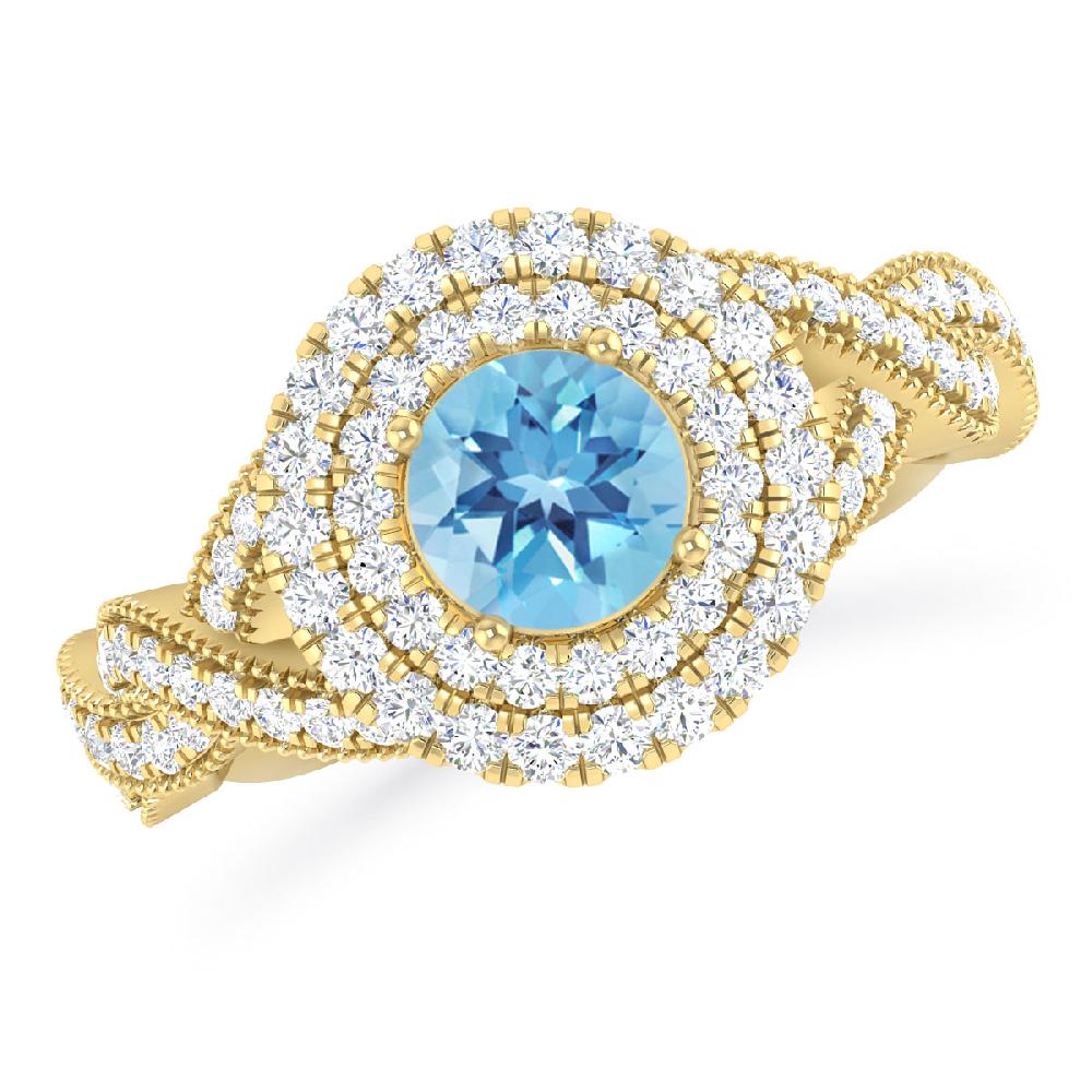 Yellow Gold - Blue Topaz