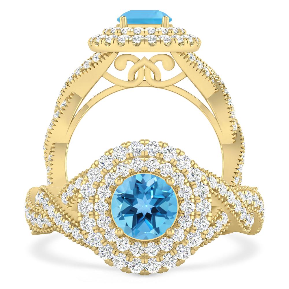 Yellow Gold - Blue Topaz