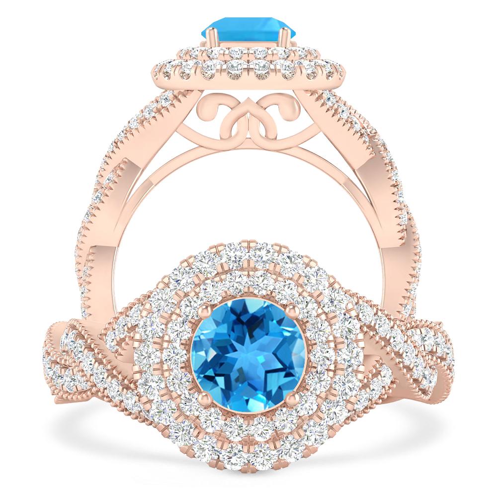 Rose Gold - Blue Topaz