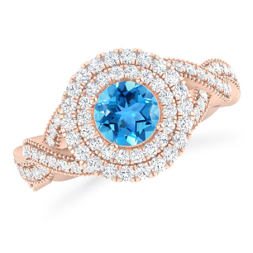 Rose Gold - Blue Topaz