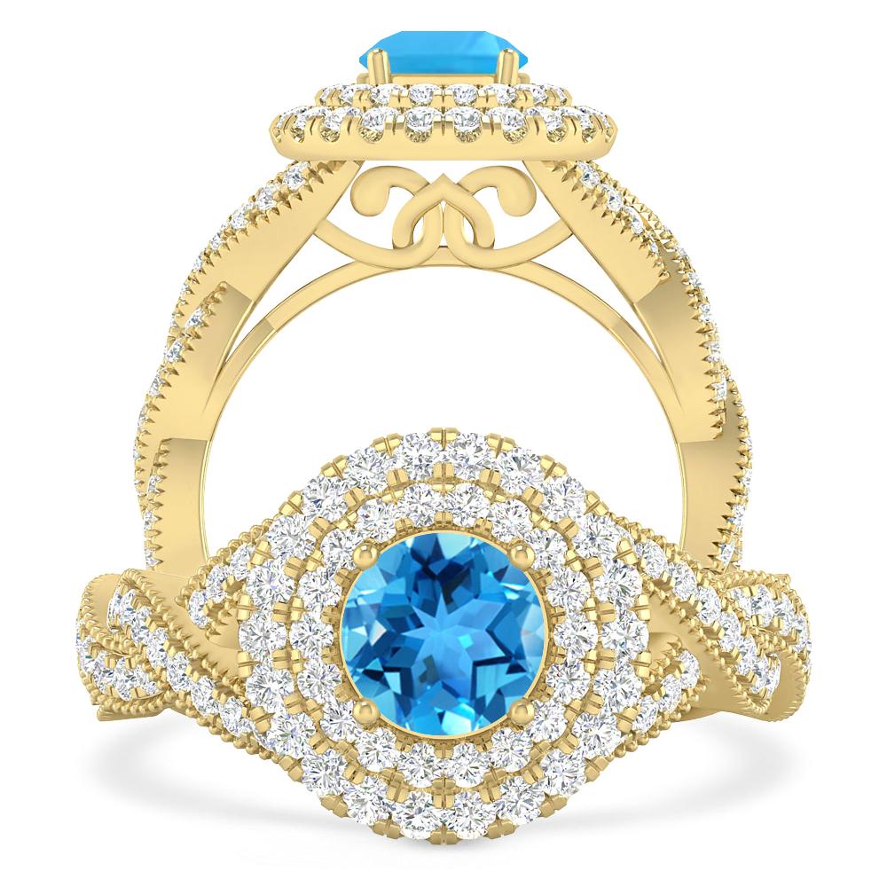 Yellow Gold - Blue Topaz