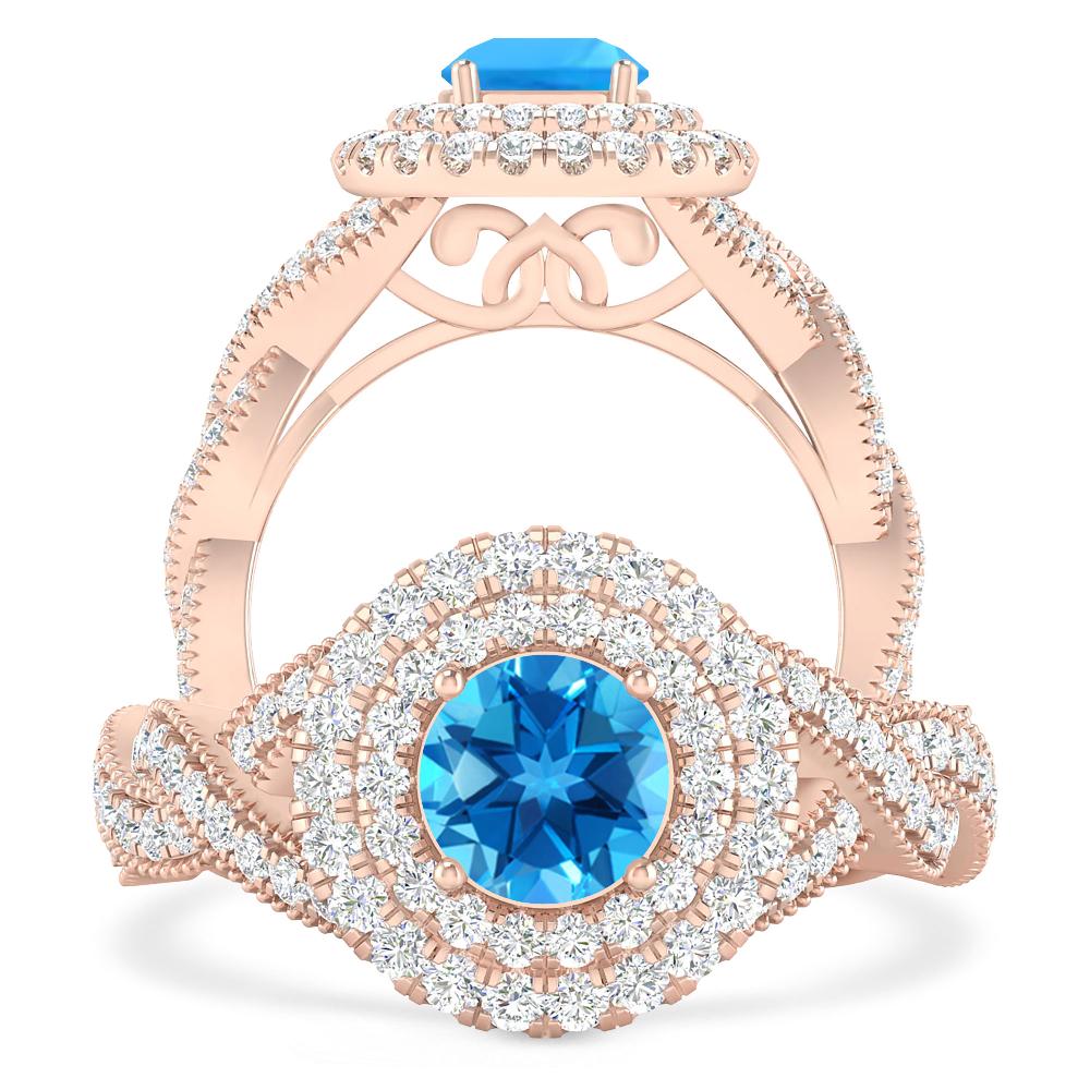 Rose Gold - Blue Topaz