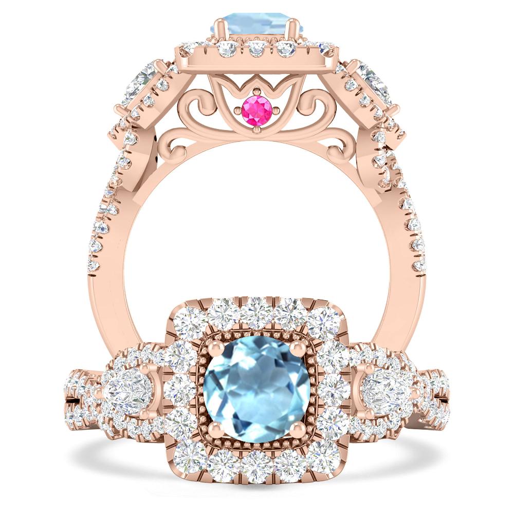 Rose Gold - Aquamarine
