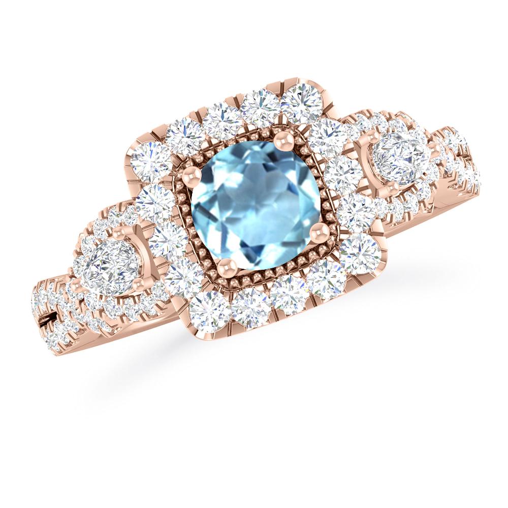 Rose Gold - Aquamarine