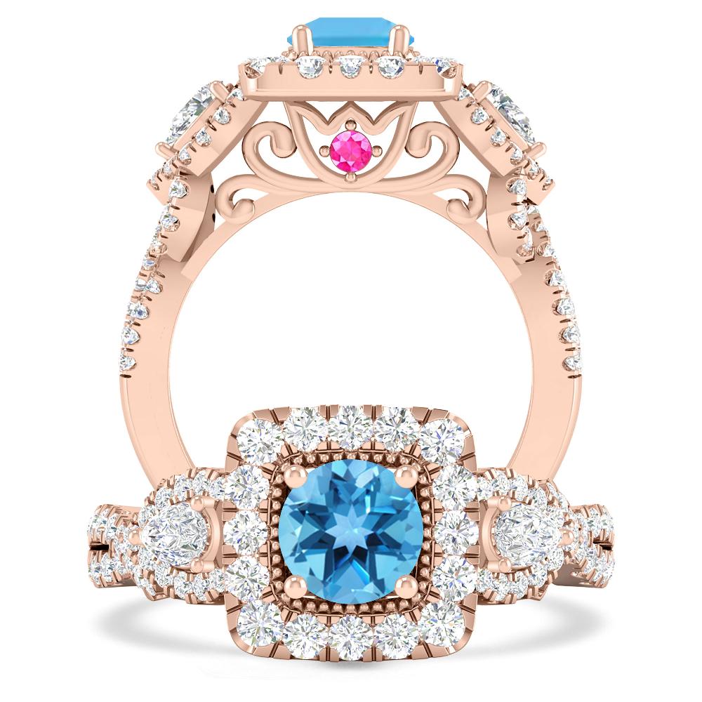 Rose Gold - Blue Topaz