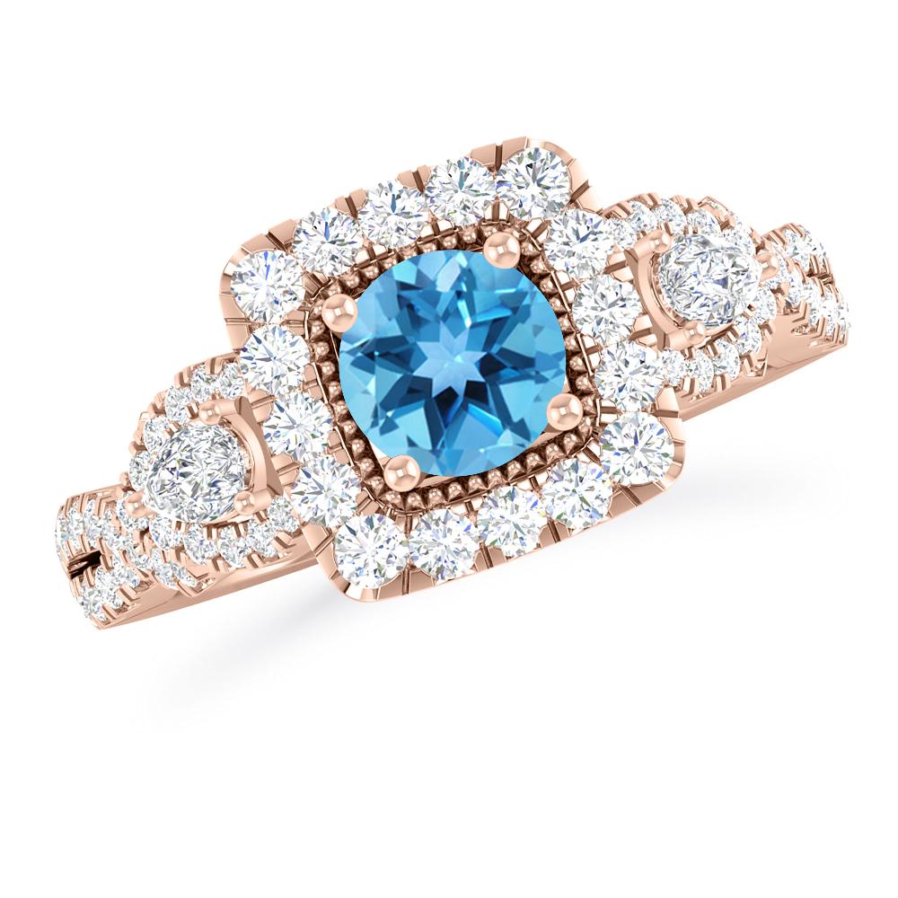 Rose Gold - Blue Topaz