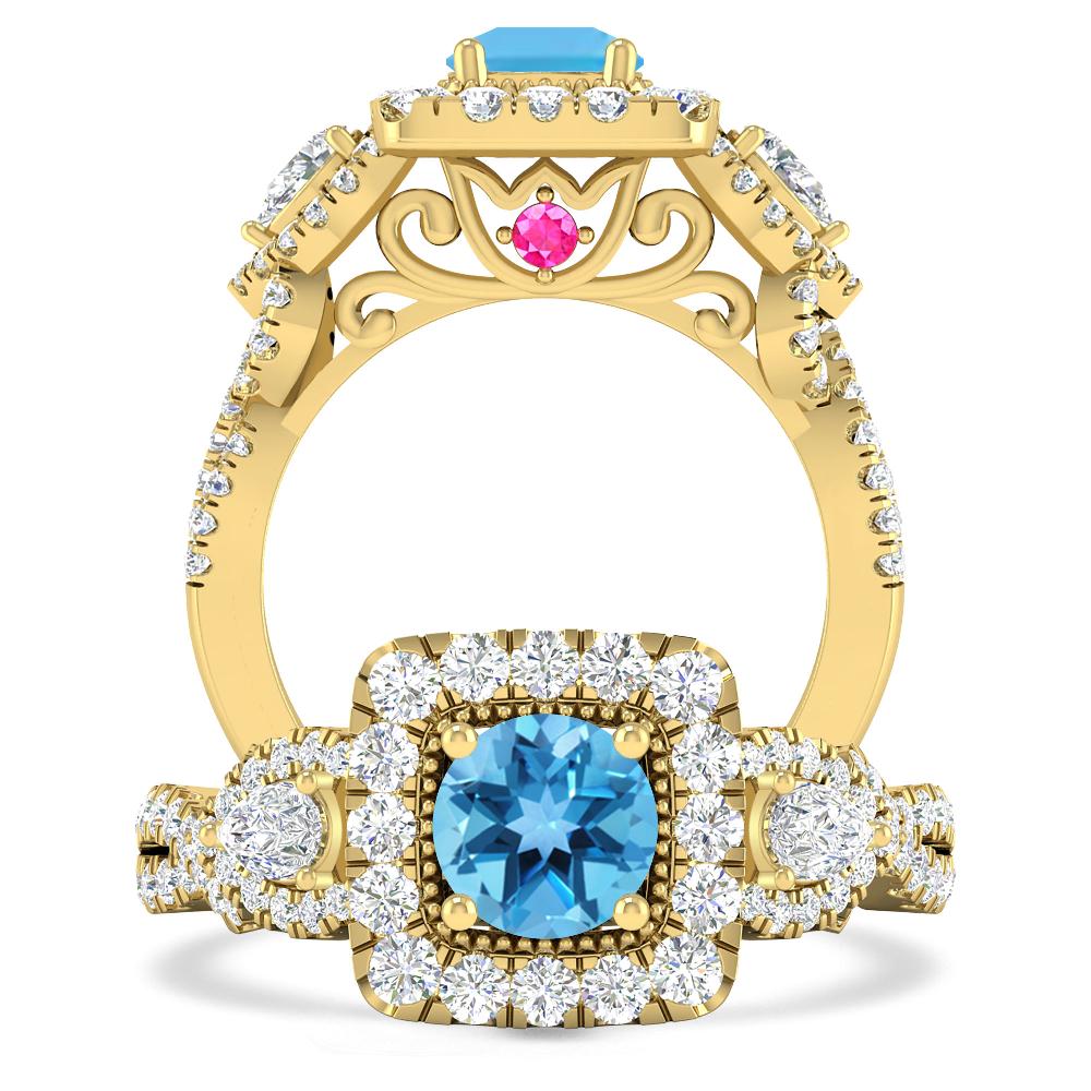 Yellow Gold - Blue Topaz
