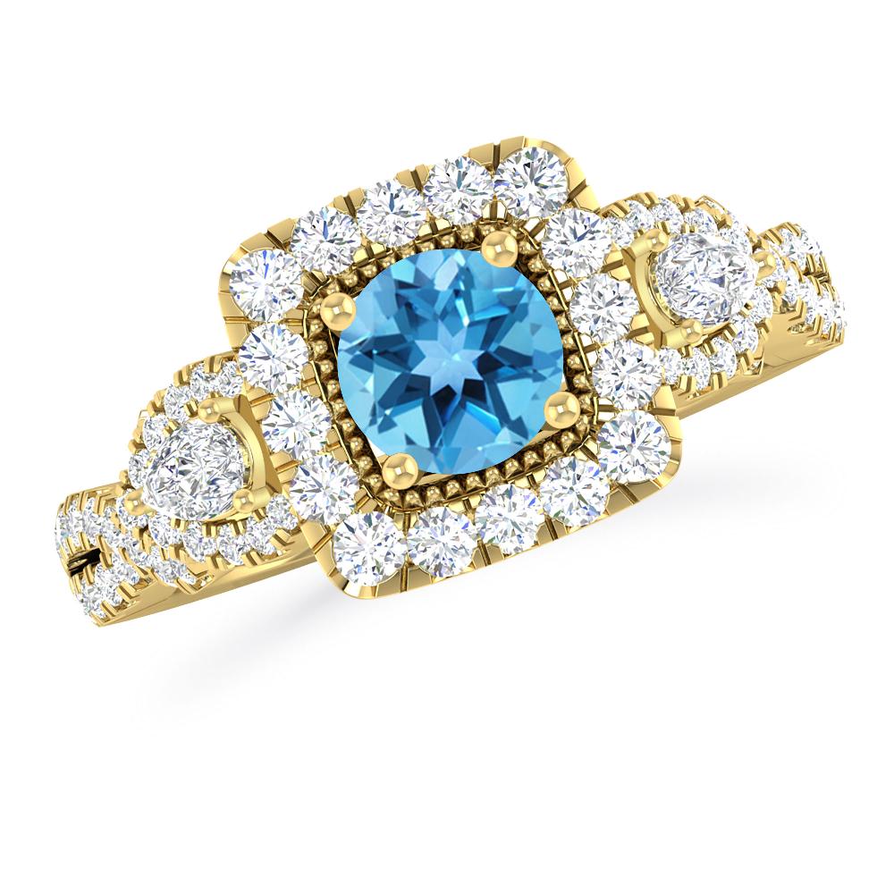 Yellow Gold - Blue Topaz