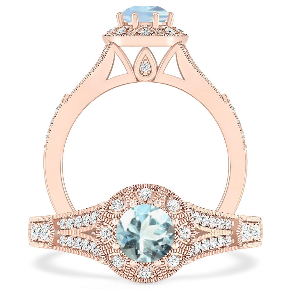 Rose Gold - Aquamarine