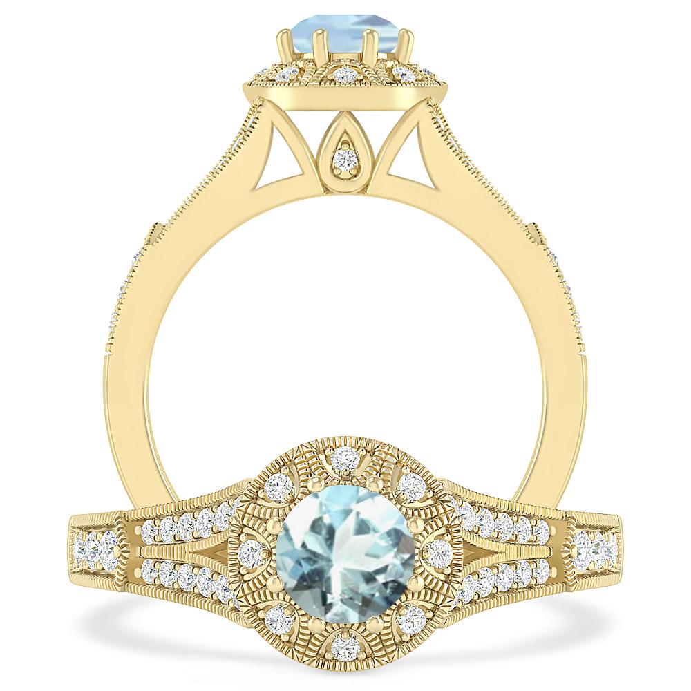 Yellow Gold - Aquamarine