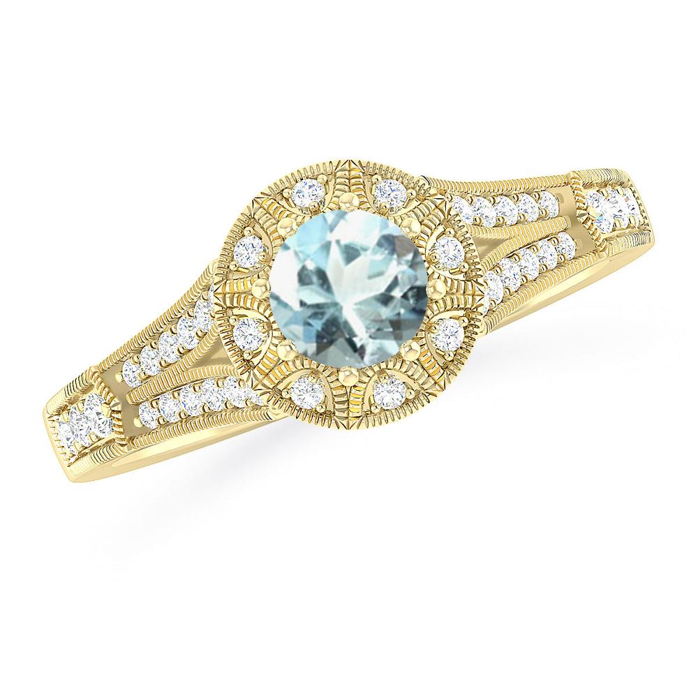 Yellow Gold - Aquamarine