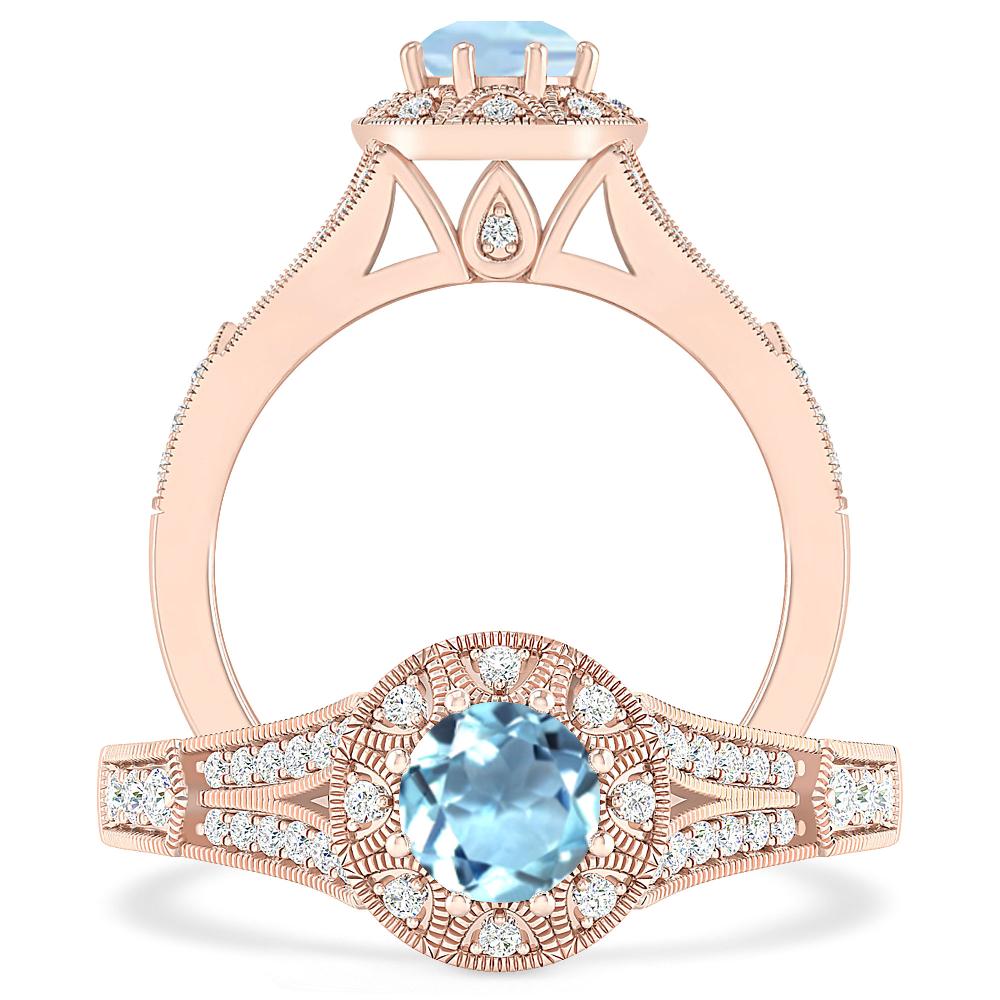 Rose Gold - Aquamarine