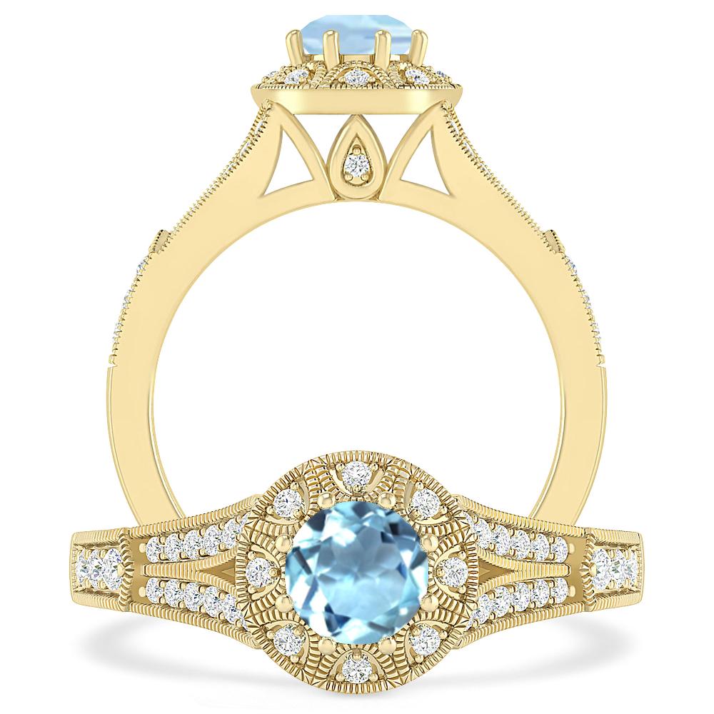 Yellow Gold - Aquamarine