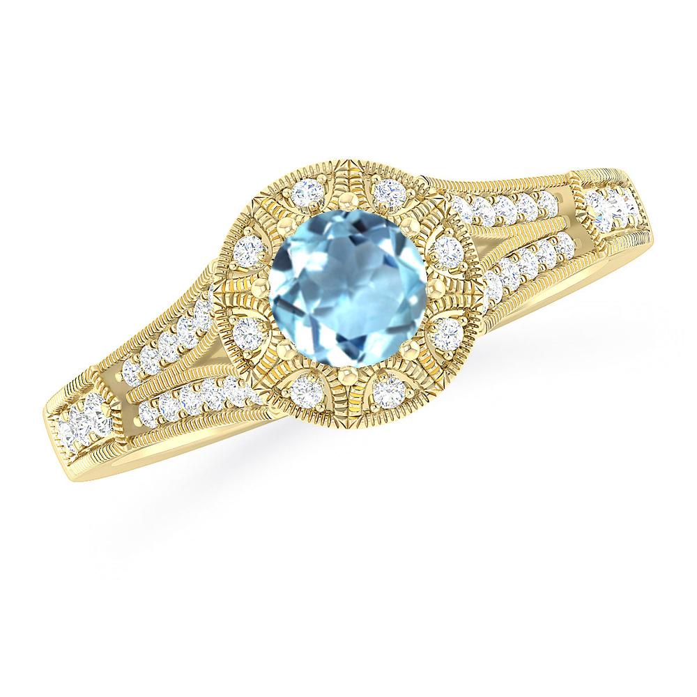 Yellow Gold - Aquamarine