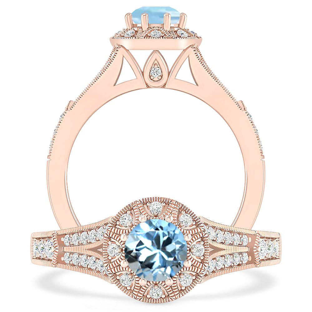 Rose Gold - Aquamarine