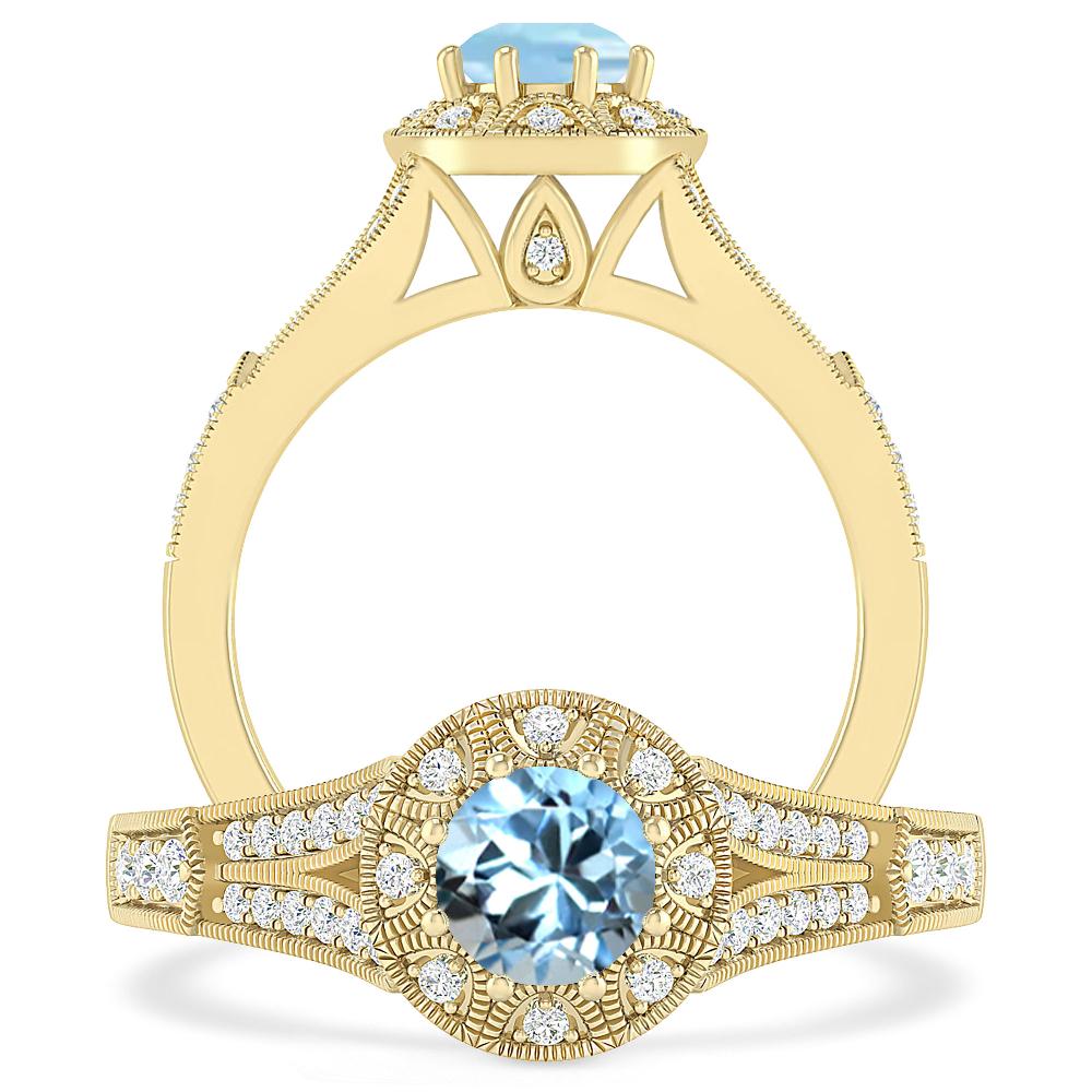 Yellow Gold - Aquamarine