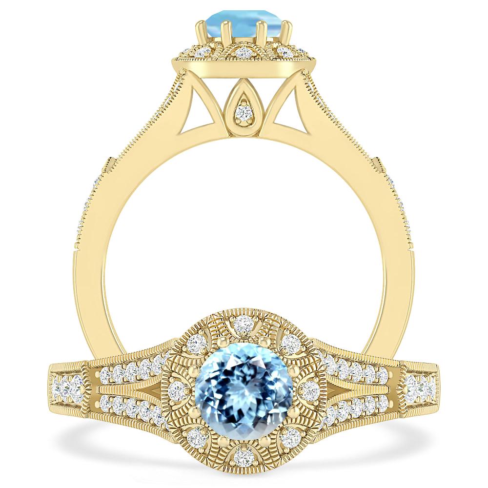Yellow Gold - Aquamarine
