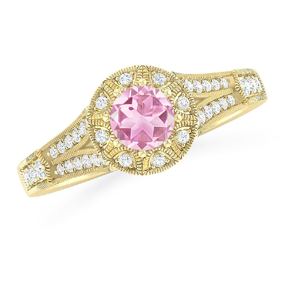 Yellow Gold - Pink Tourmaline