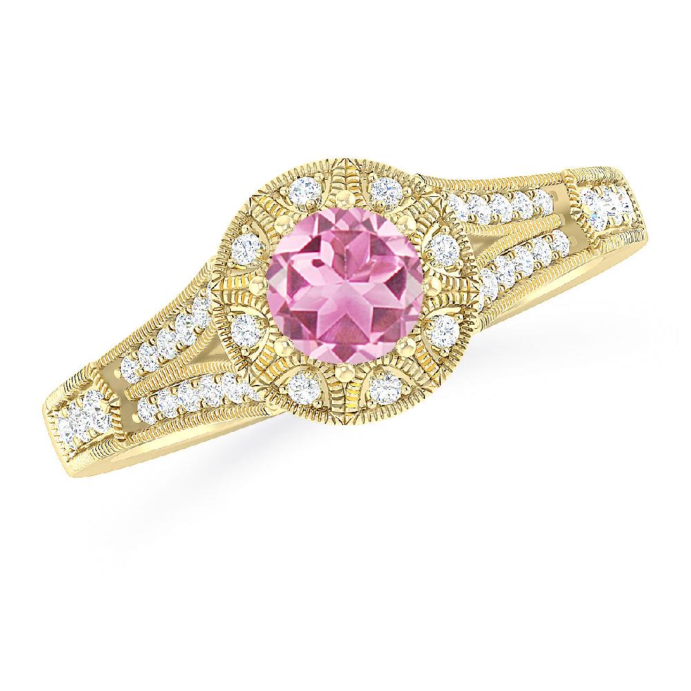 Yellow Gold - Pink Tourmaline