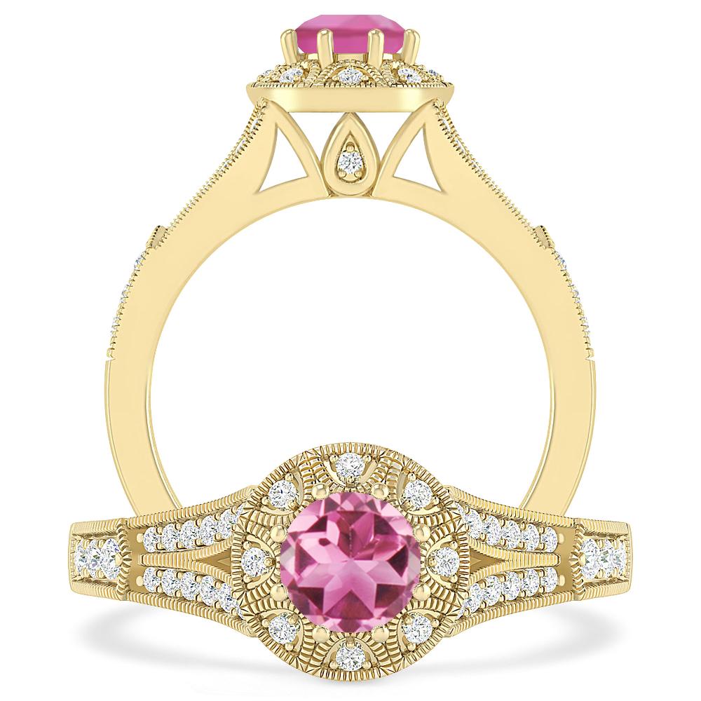 Yellow Gold - Pink Tourmaline