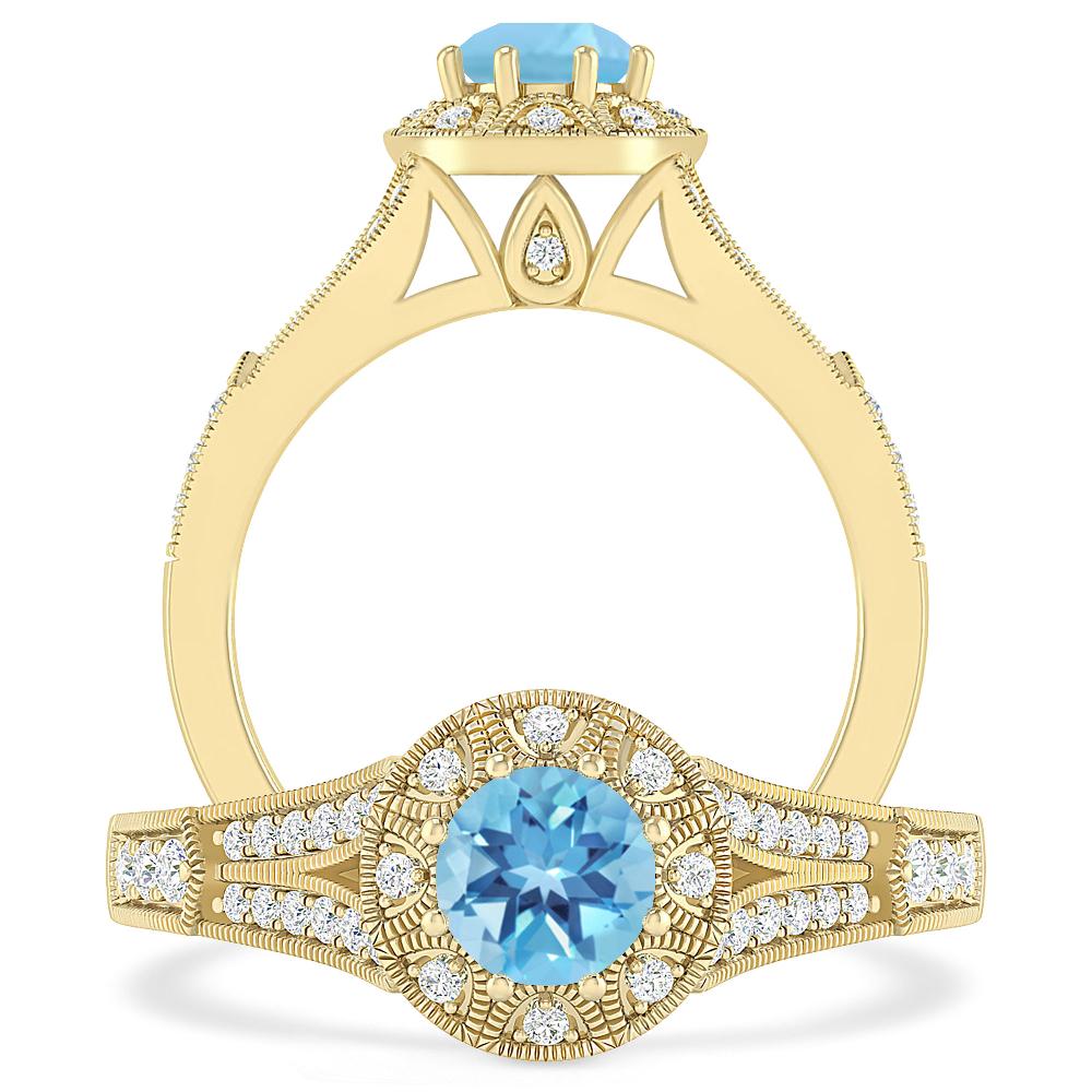 Yellow Gold - Blue Topaz