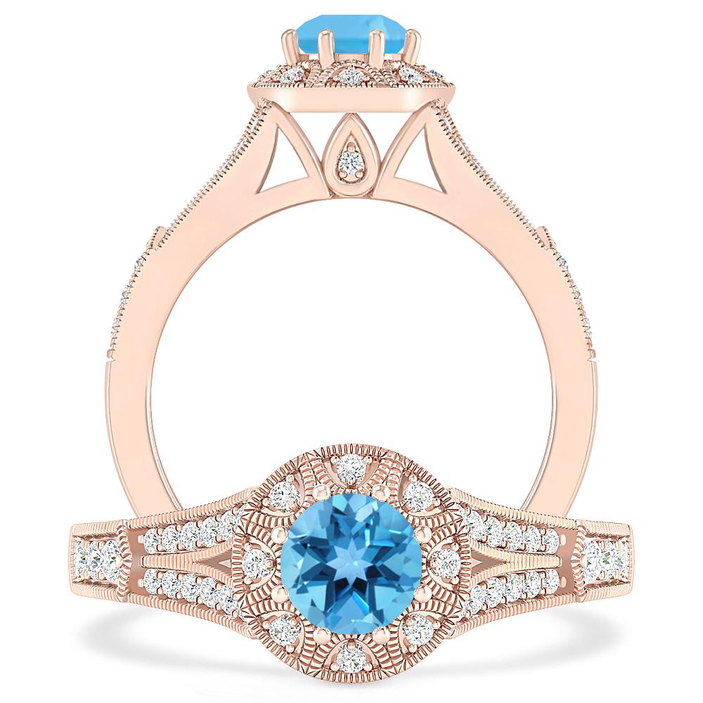 Rose Gold - Blue Topaz