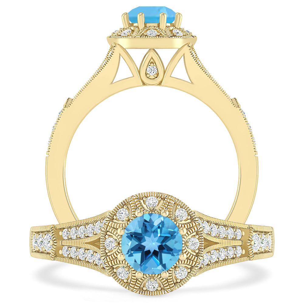 Yellow Gold - Blue Topaz