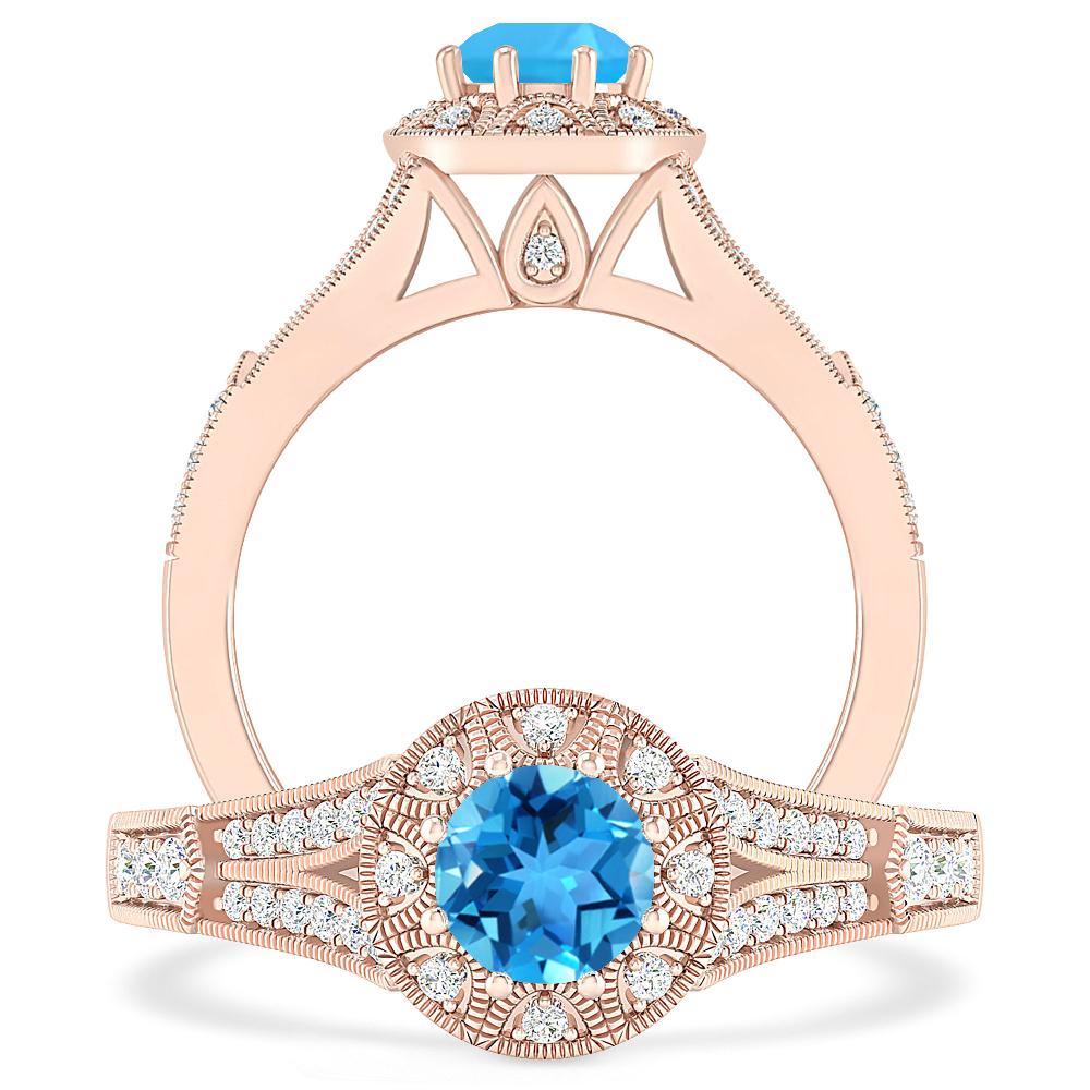 Rose Gold - Blue Topaz