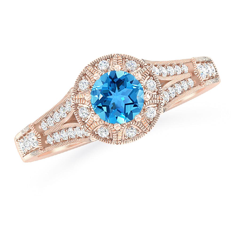 Rose Gold - Blue Topaz