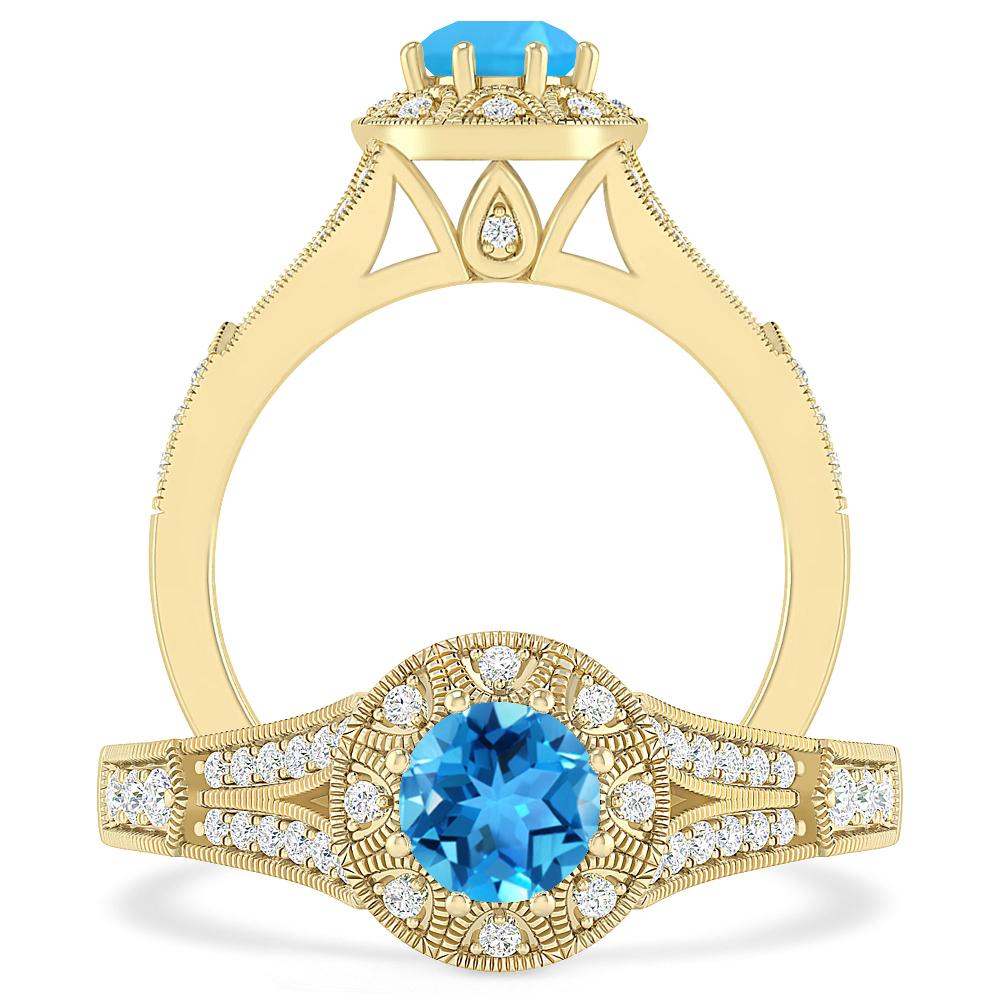 Yellow Gold - Blue Topaz