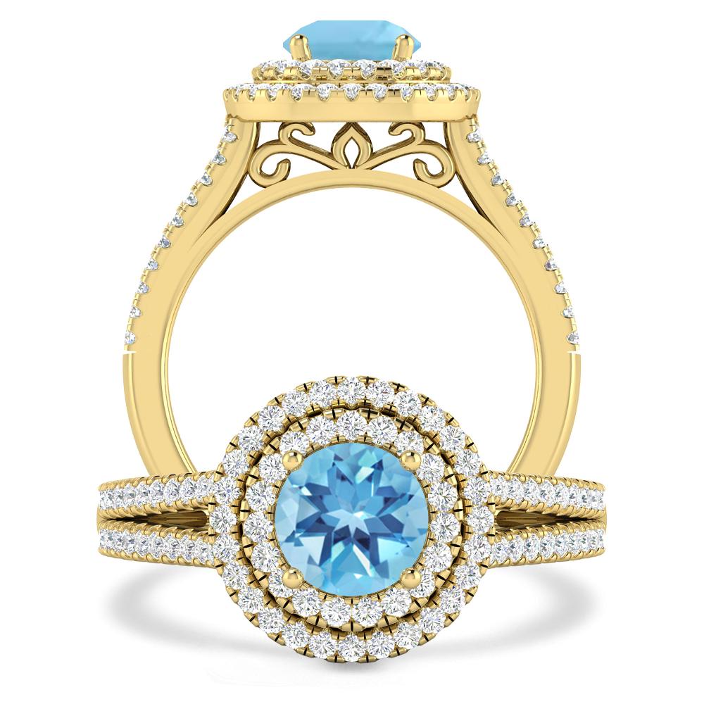 Yellow Gold - Blue Topaz