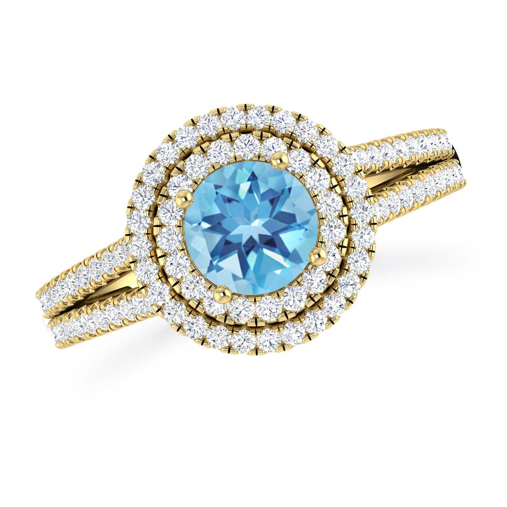 Yellow Gold - Blue Topaz