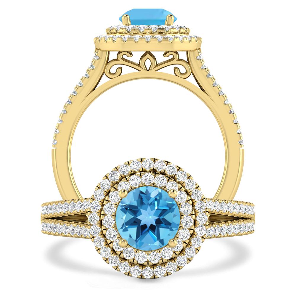 Yellow Gold - Blue Topaz