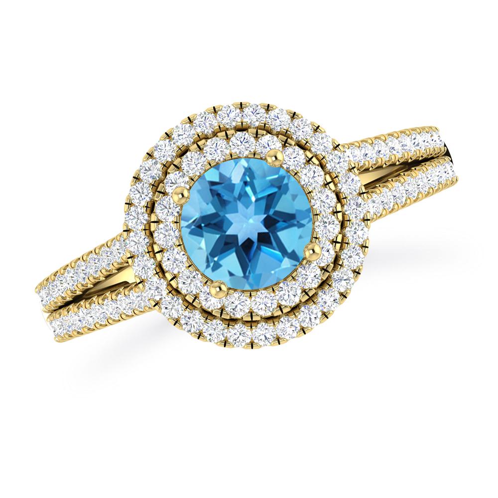 Yellow Gold - Blue Topaz