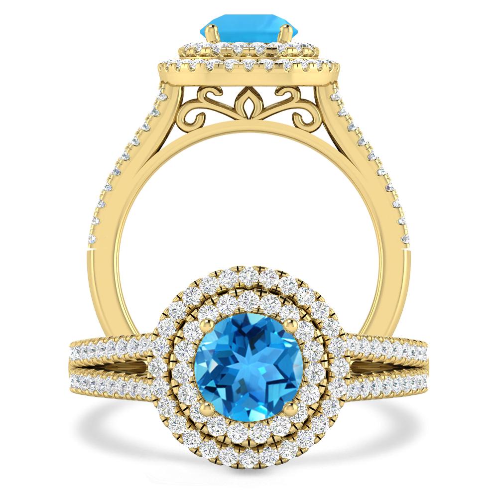 Yellow Gold - Blue Topaz