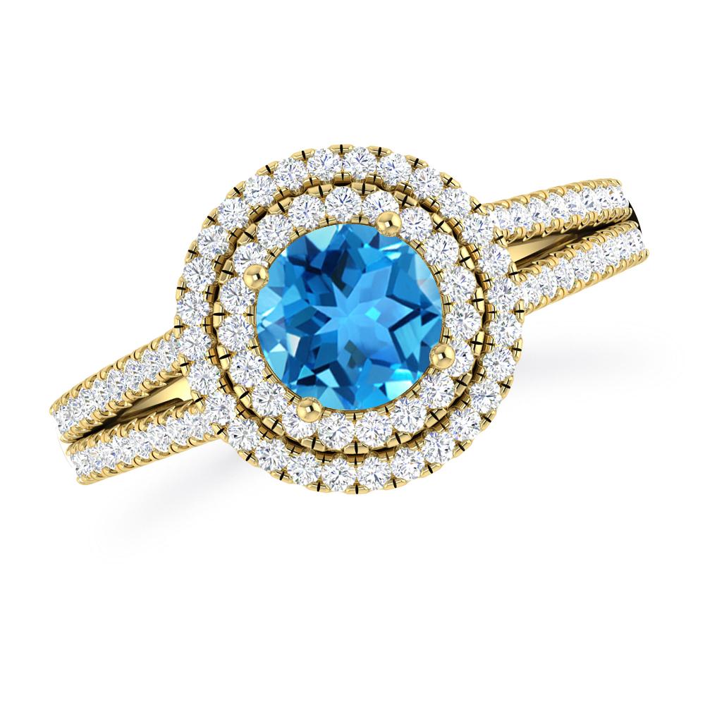 Yellow Gold - Blue Topaz