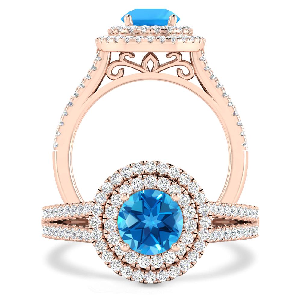 Rose Gold - Blue Topaz