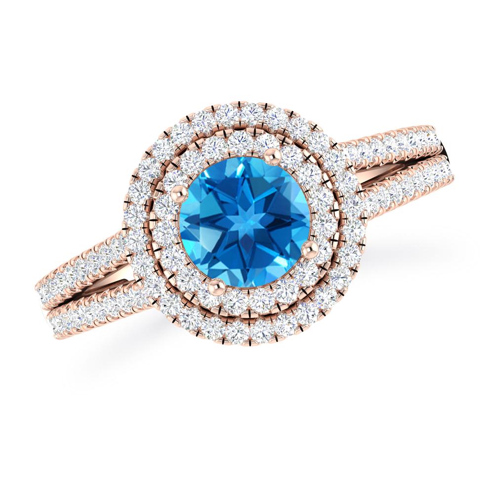 Rose Gold - Blue Topaz