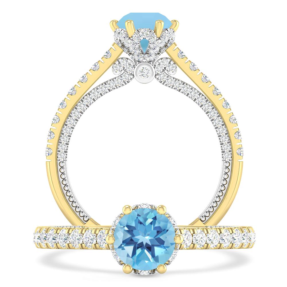 Yellow Gold - Blue Topaz