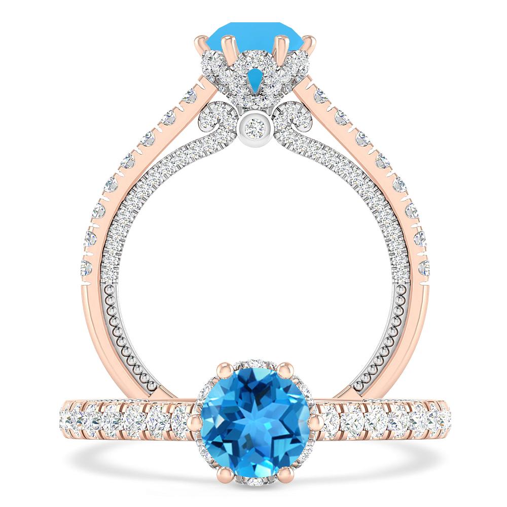 Rose Gold - Blue Topaz