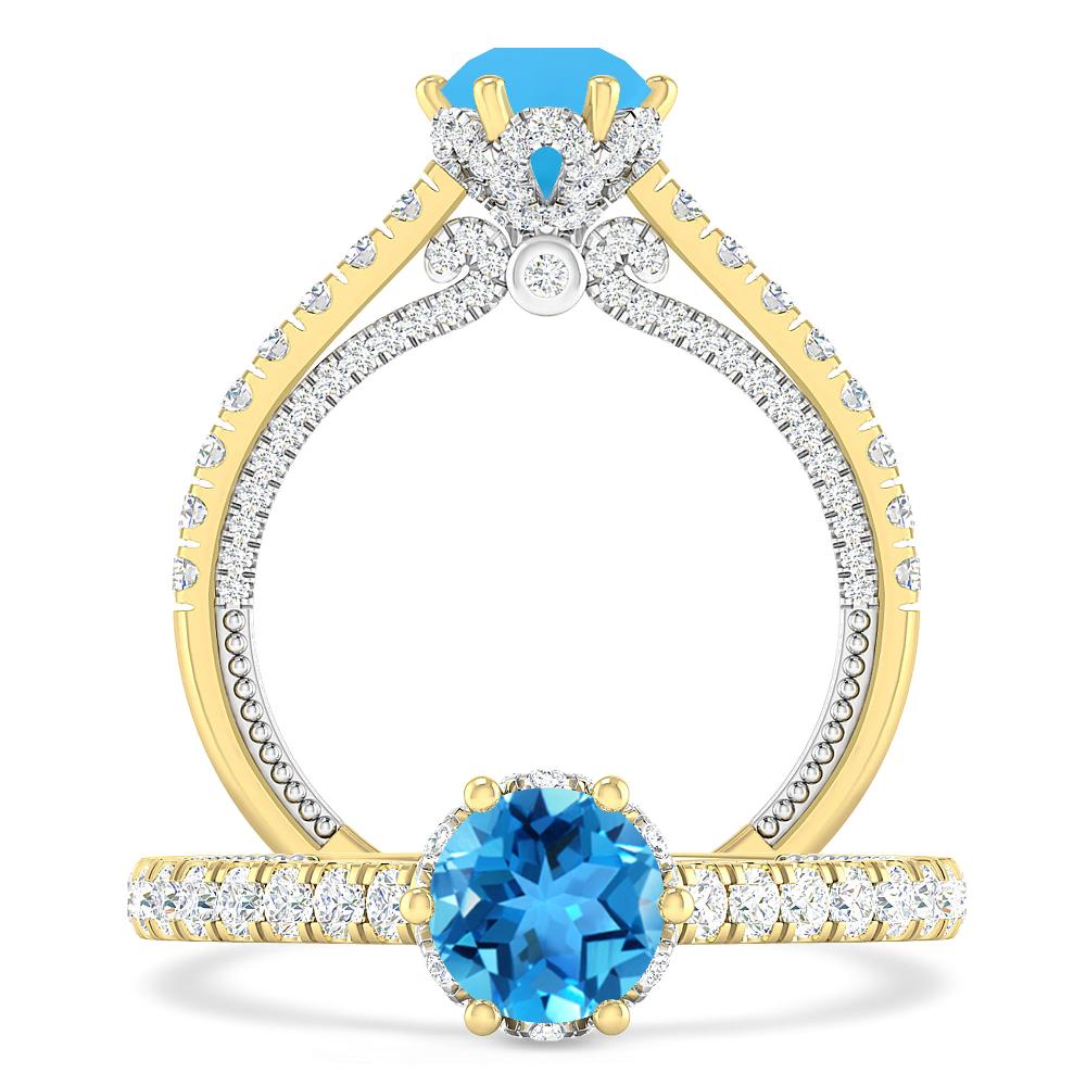 Yellow Gold - Blue Topaz