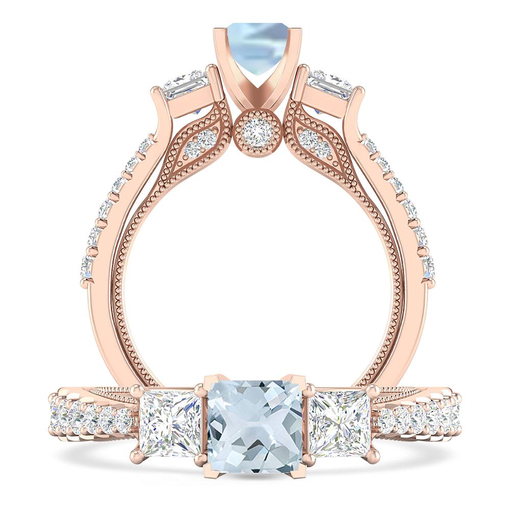 Rose Gold - Aquamarine