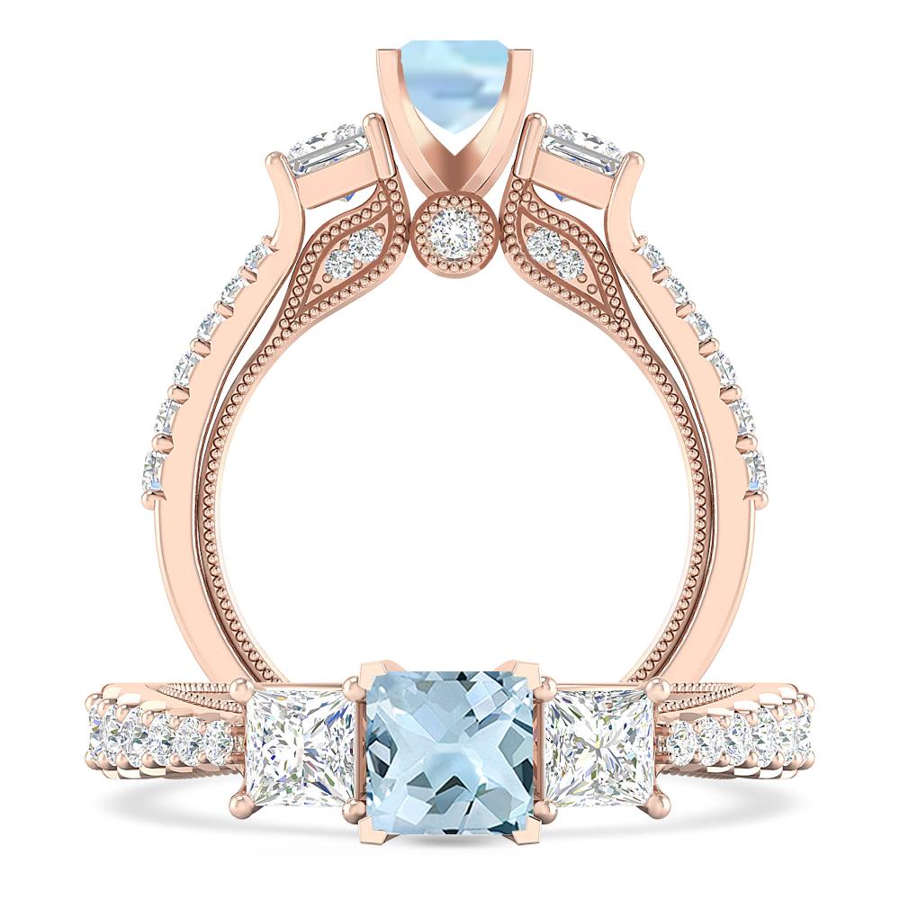 Rose Gold - Aquamarine