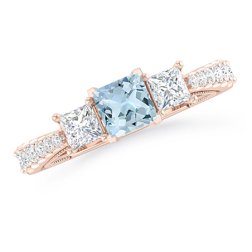 Rose Gold - Aquamarine