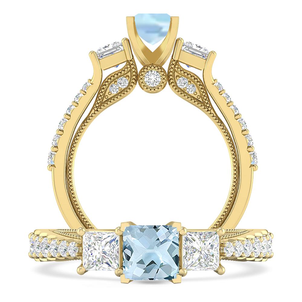 Yellow Gold - Aquamarine