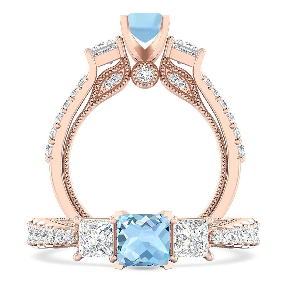 Rose Gold - Aquamarine