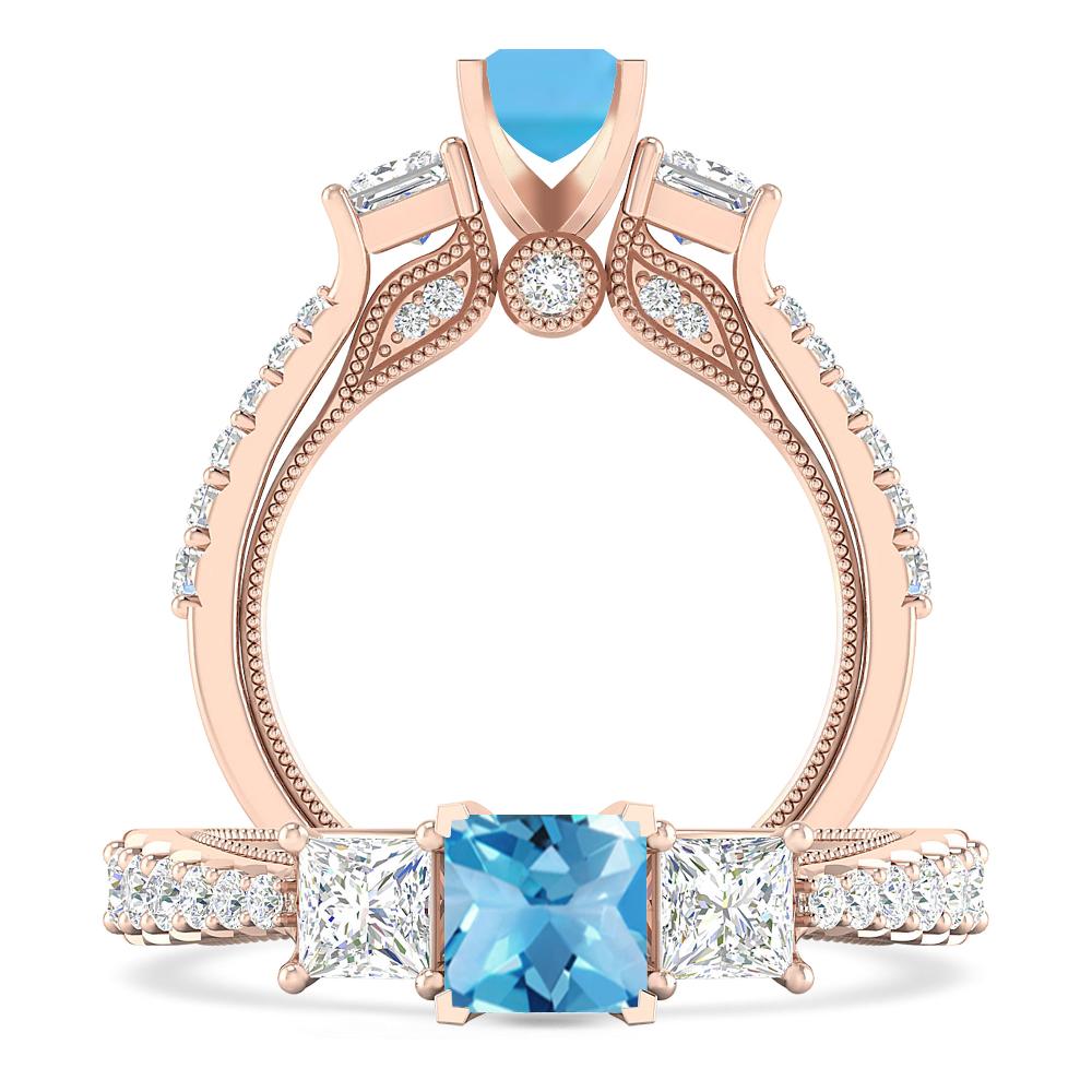 Rose Gold - Blue Topaz